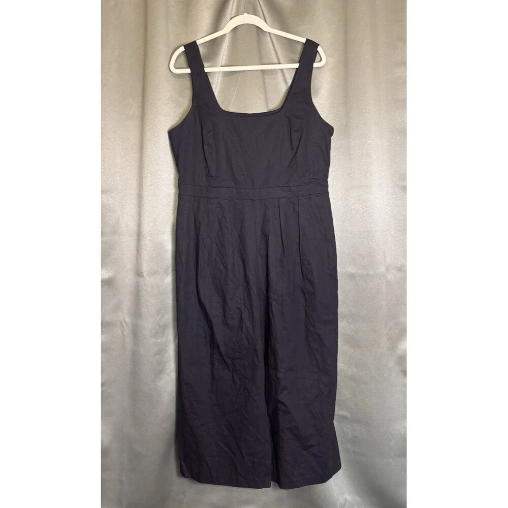 Banana Republic Womens Linen Blend Wide-Leg Sleeveless Jumpsuit 12 Black New
